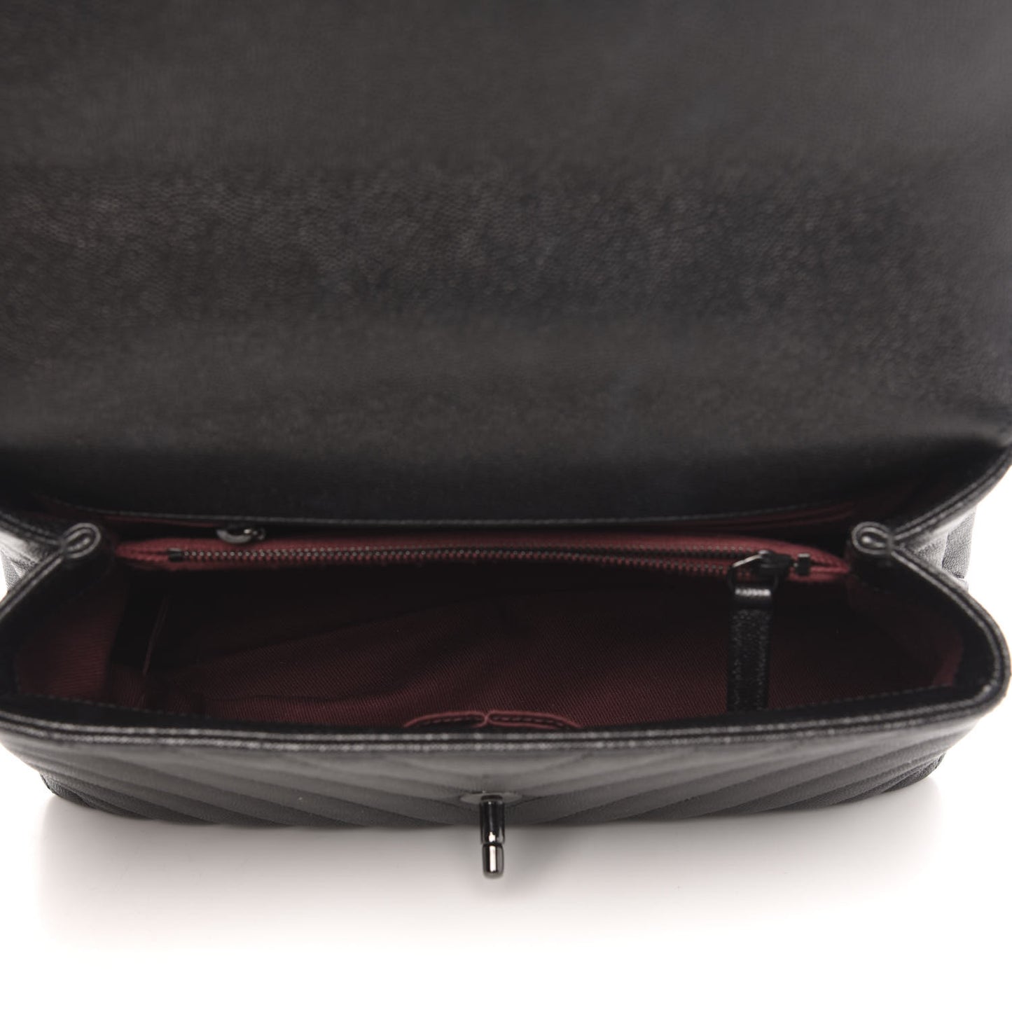 Caviar Chevron Quilted Small Coco Handle Flap So Black