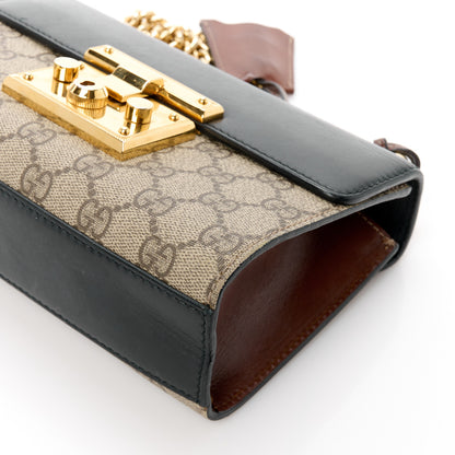 Gucci GG Supreme Monogram Calfskin Small Padlock Shoulder Bag Beige Black Cuir 12 of 16