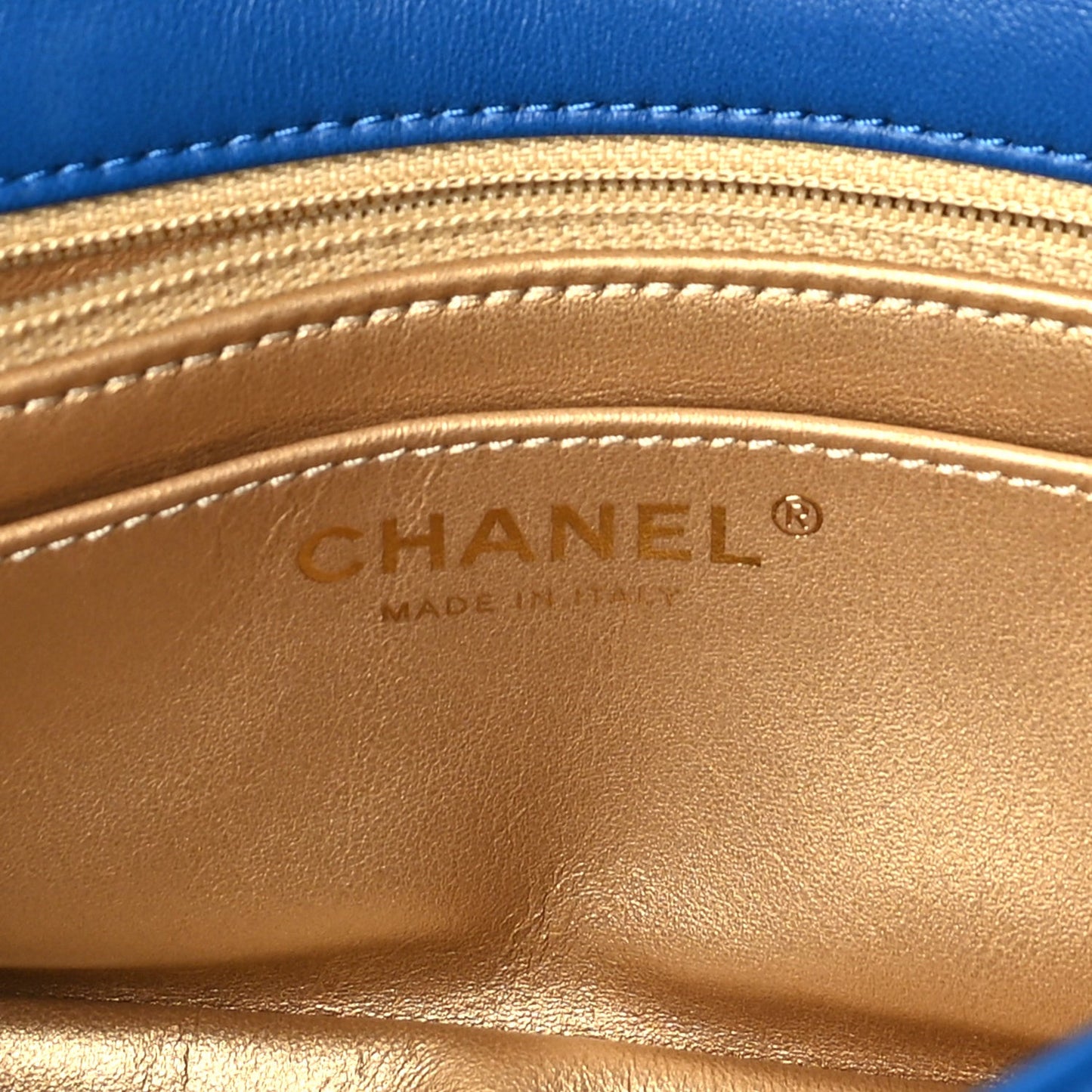 Lambskin Quilted Pearl Crush Mini Rectangular Flap Blue