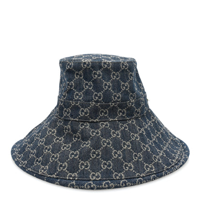 Gucci Denim GG Monogram Brim Hat XL Blue Ivory 3 of 9