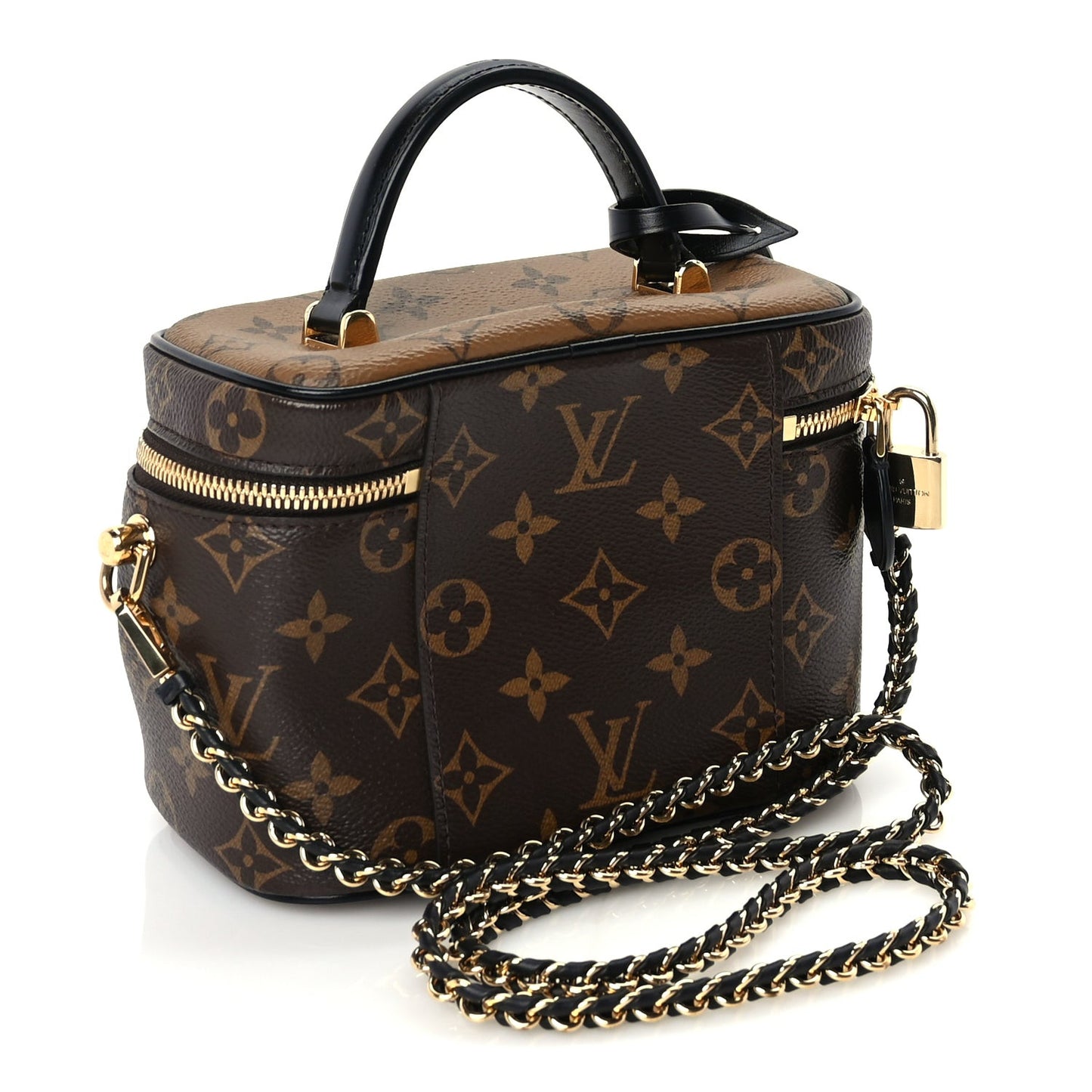 Reverse Monogram Vanity Chain Pouch Black