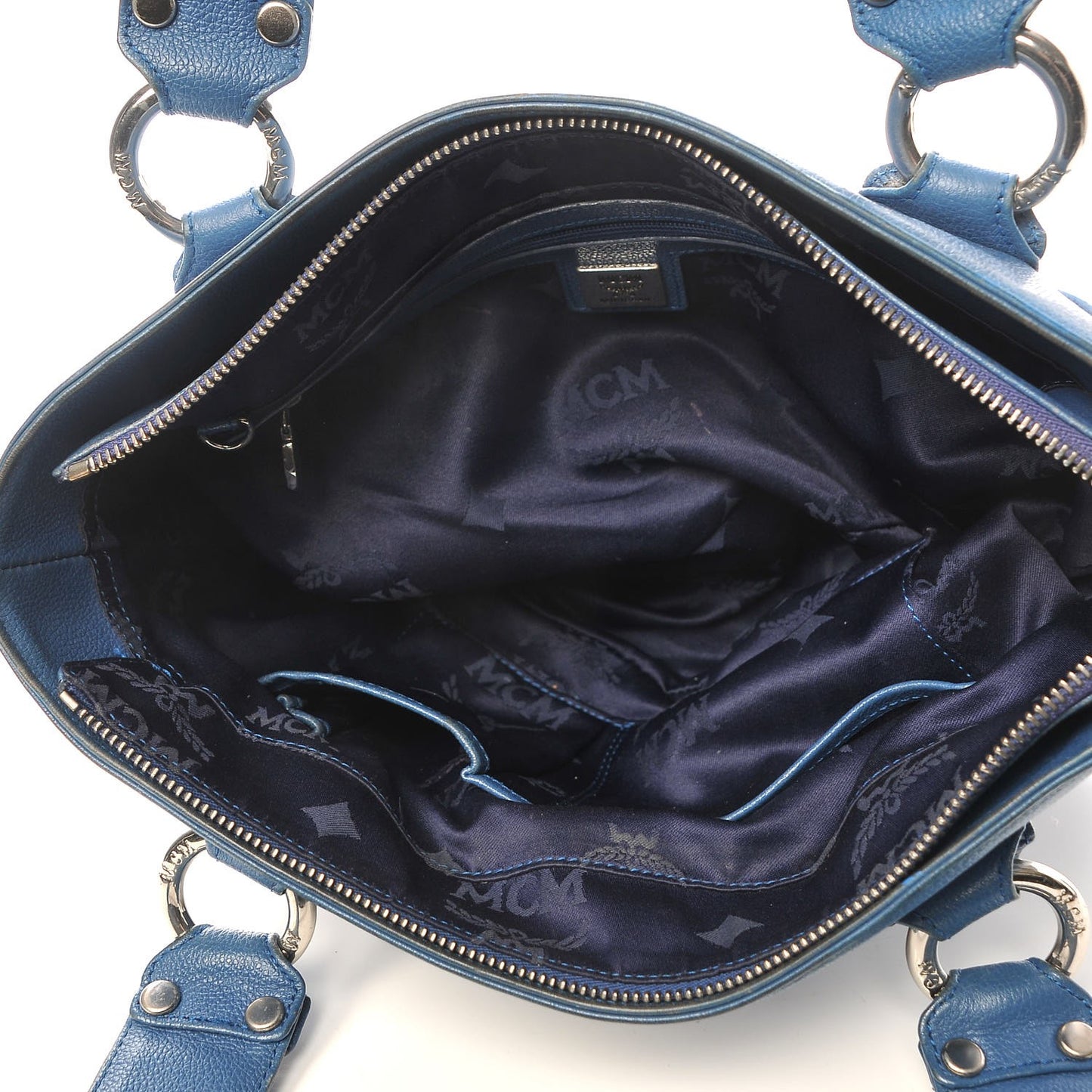 Calfskin Studded Tote Bag Blue