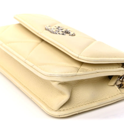 Chanel Lambskin Quilted  19 Wallet On Chain WOC  Yellow 9 of 9