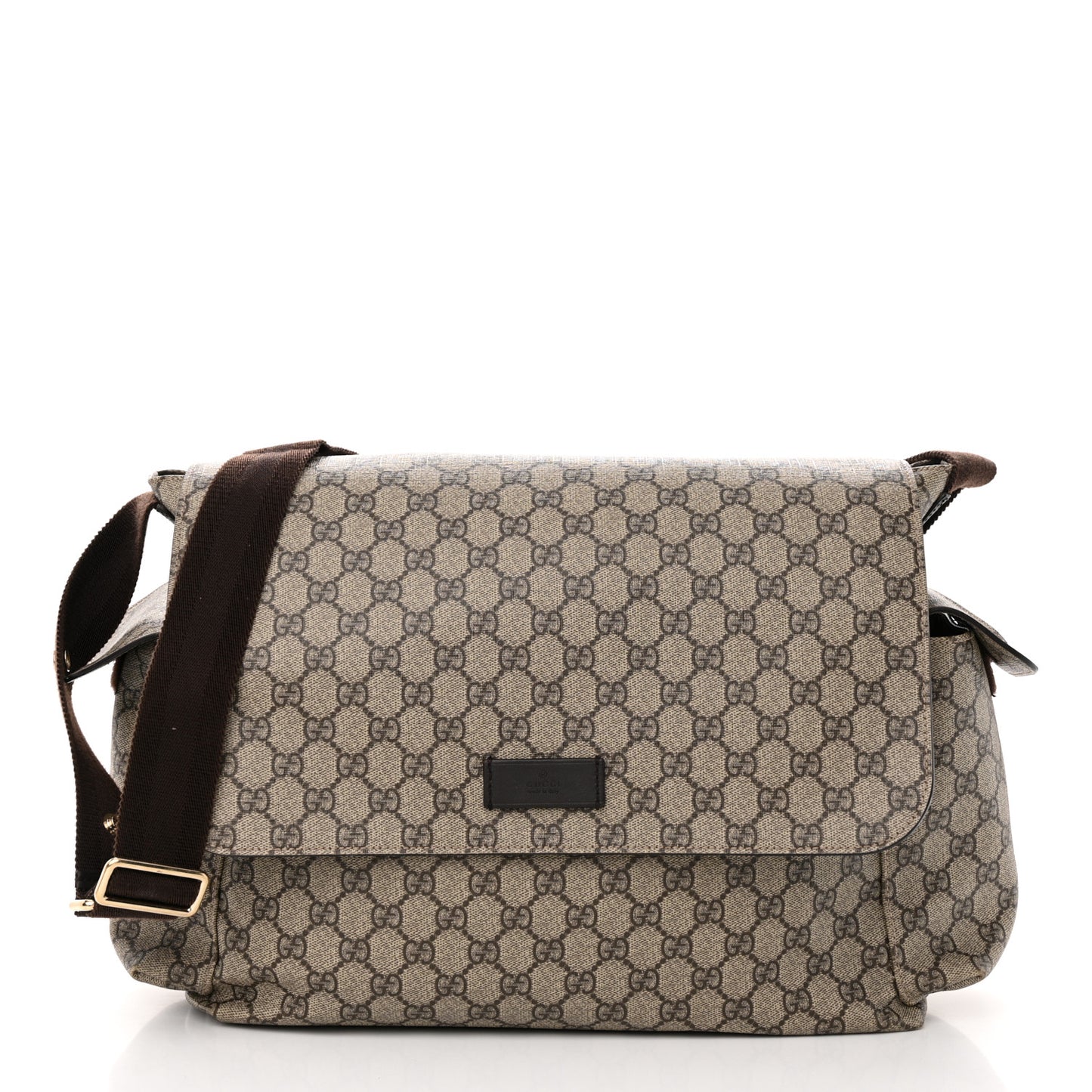 GG Plus Monogram Messenger Diaper Bag Dark Brown