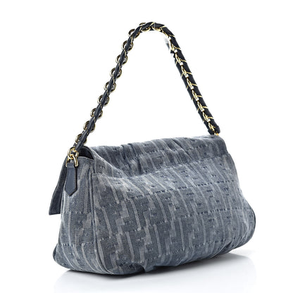 Fendi Denim Zucca Mia Shoulder Flap Blue 3 of 17