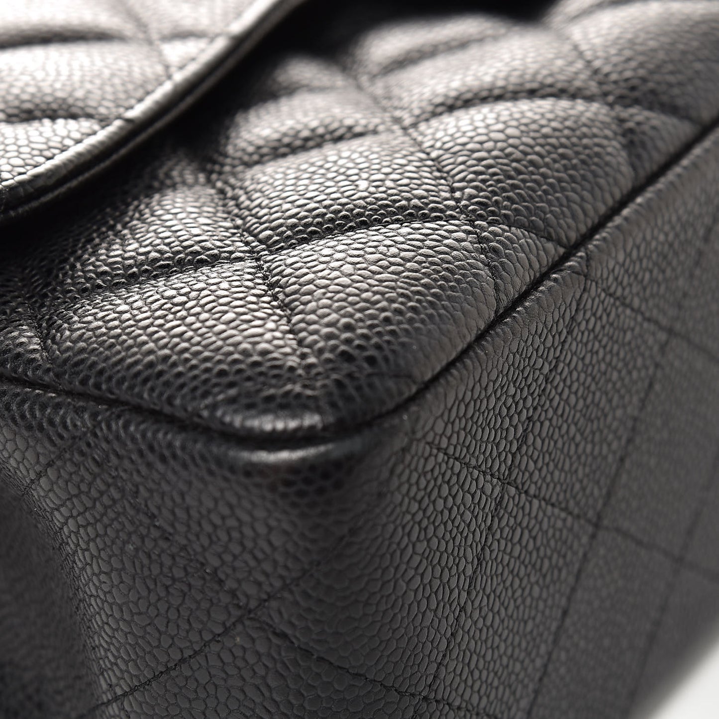 Caviar Quilted Jumbo Double Flap Black