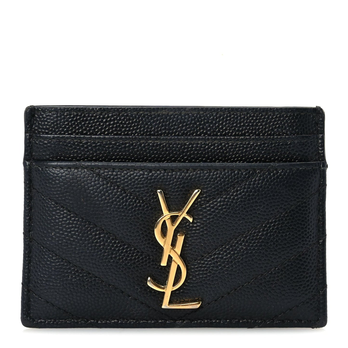 Grain De Poudre Matelasse Chevron Monogram Credit Card Case  Black