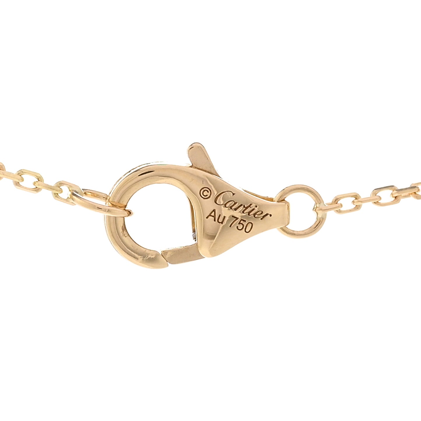 18K Yellow Gold Diamond Mother of Pearl XS Amulette de Cartier Pendant Necklace