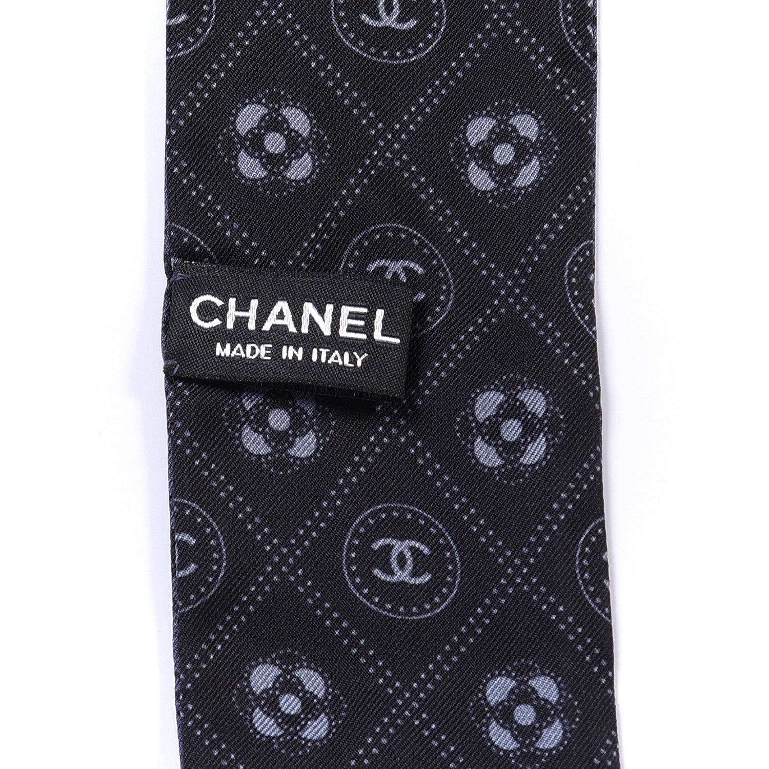 Chanel Silk CC Polka Dot Slim Bandeau Scarf Anthracite Black 3 of 3