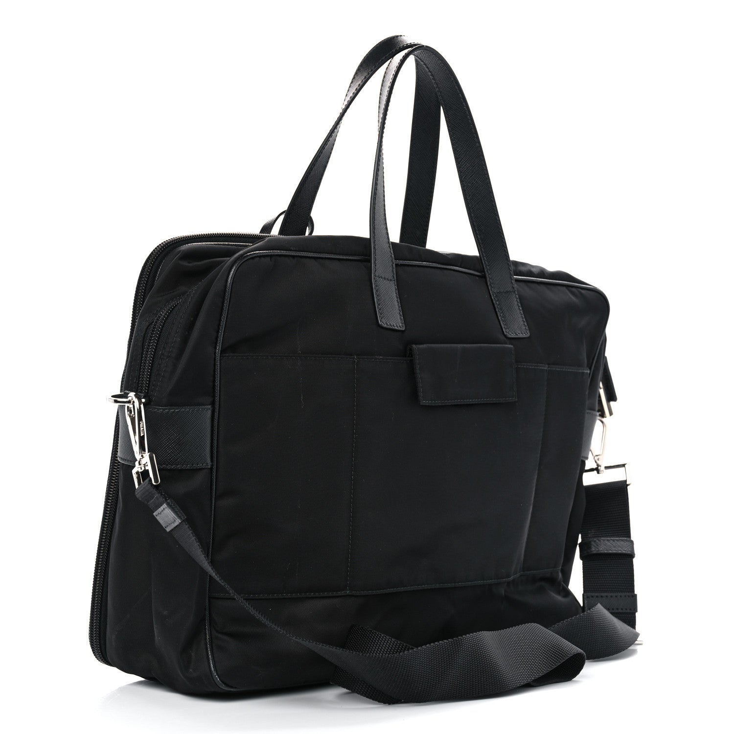 Prada Tessuto Nylon Saffiano Briefcase Black 3 of 14