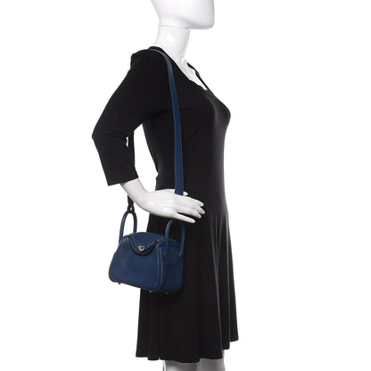 Hermes Taurillon Clemence Mini Lindy 20 Deep Bleu 2 of 9