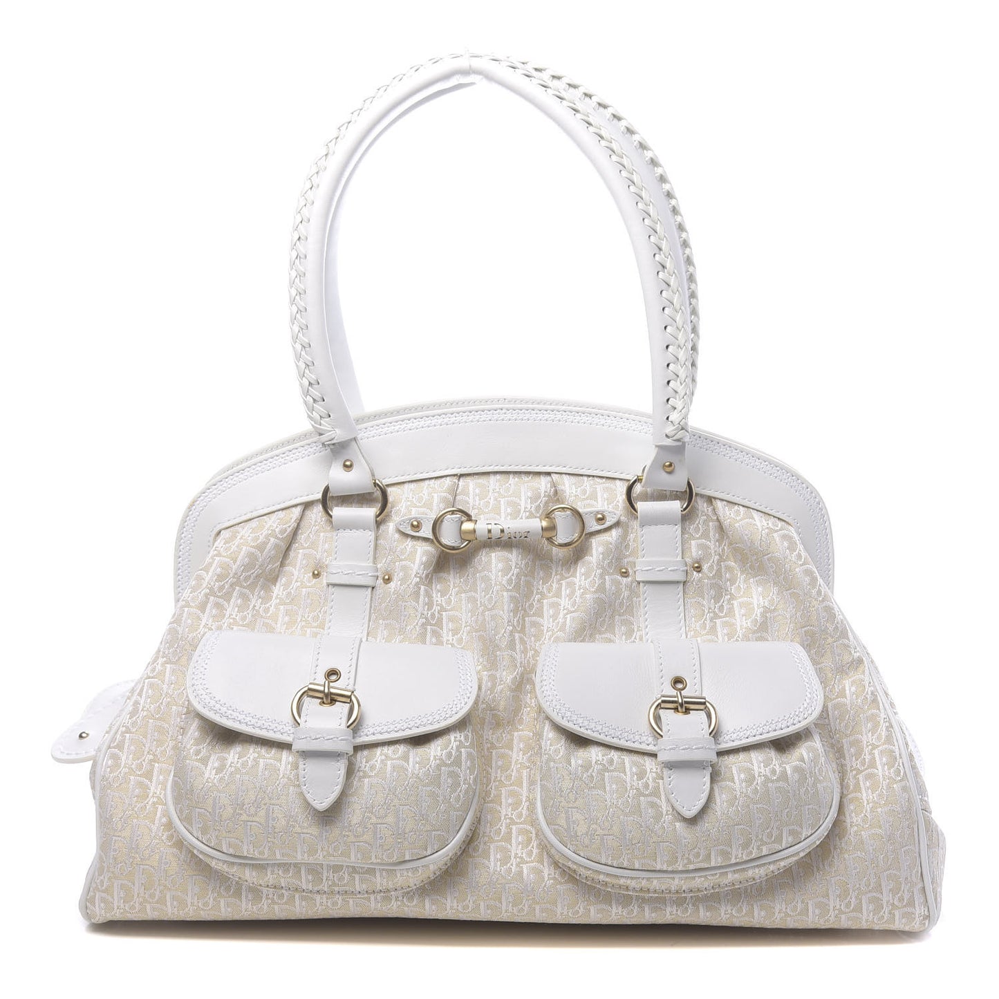 Monogram Large My Dior Frame Pocket Satchel White