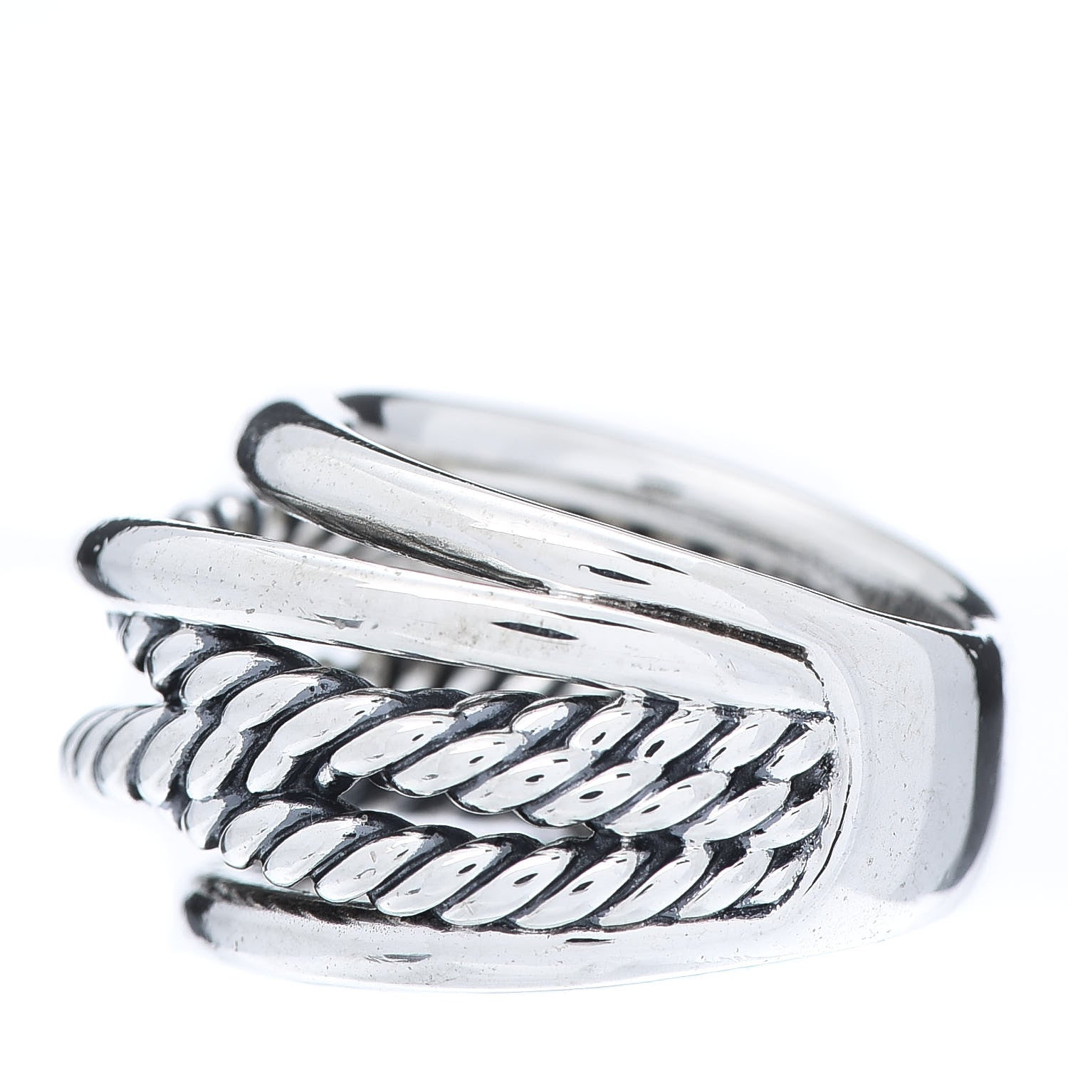 David Yurman Sterling Silver 15mm Narrow Crossover Cable Ring 50 5.25 3 of 5