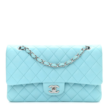 Chanel Lambskin Quilted Medium Double Flap Neon Blue 1 of 11
