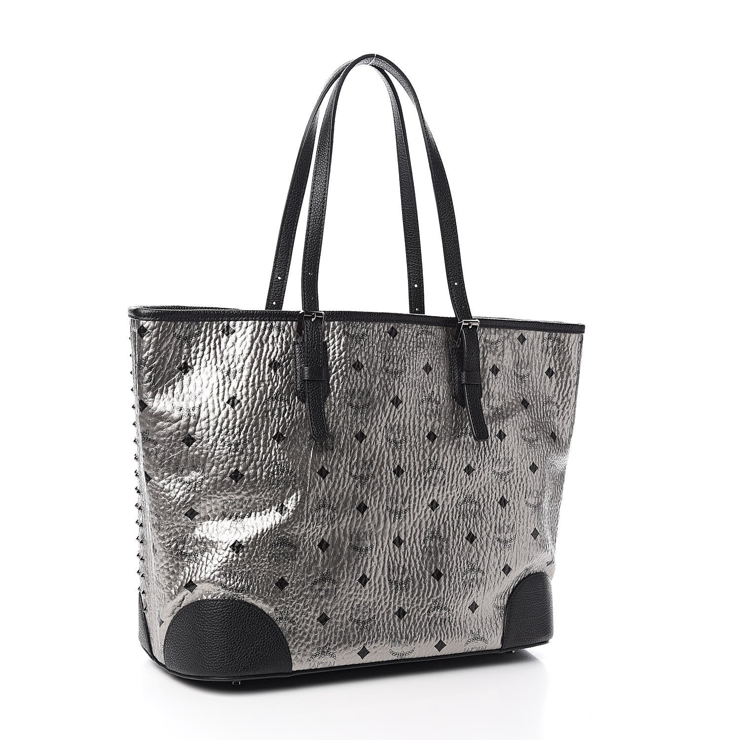 MCM Visetos Diamond Medium Tote Silver 3 of 9