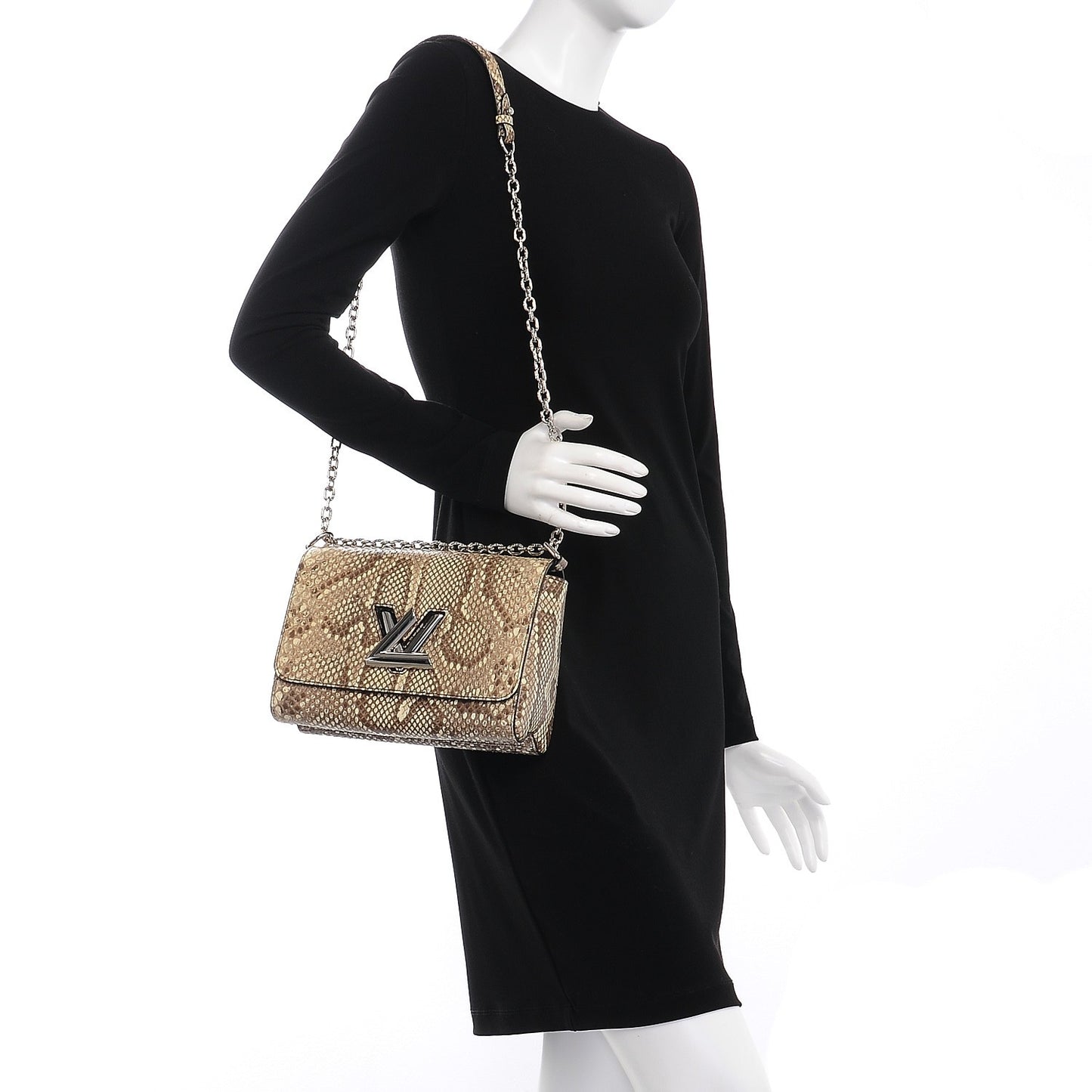 Python Twist Shoulder Bag MM Brown