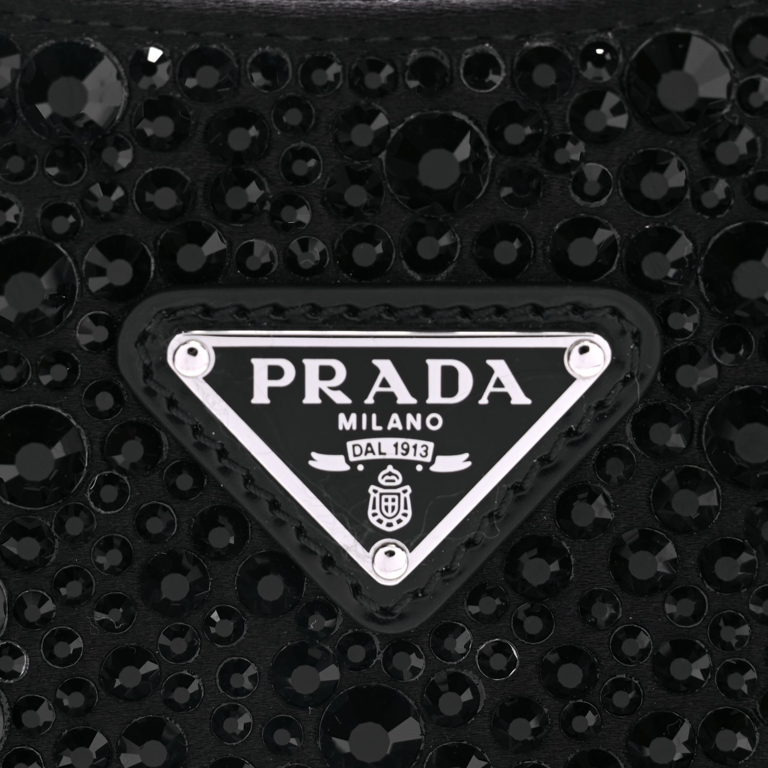Prada Satin Crystal Cleo Adjustable Strap Shoulder Bag Black 6 of 8