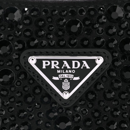 Prada Satin Crystal Cleo Adjustable Strap Shoulder Bag Black 6 of 8