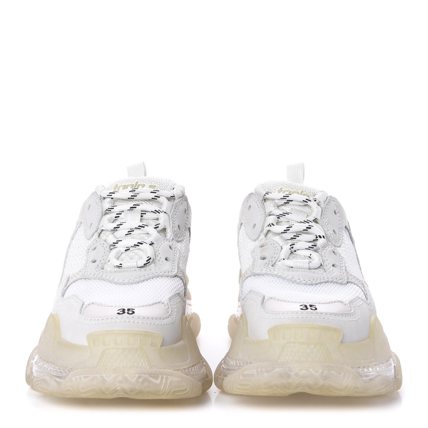 Fabric Mesh Clear Sole Womens Triple S Sneakers 35 White