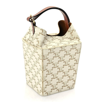 Celine Triomphe Canvas Calfskin Strap Box Bag White 2 of 8