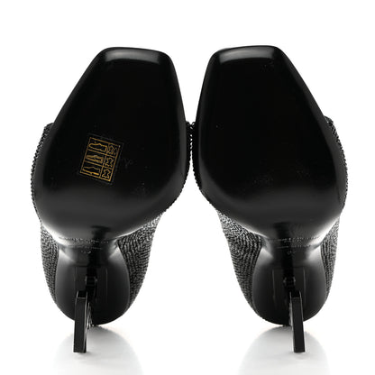 Saint Laurent Crystal Embellished Opyum Ankle Strap Sandals 37 Black 5 of 9