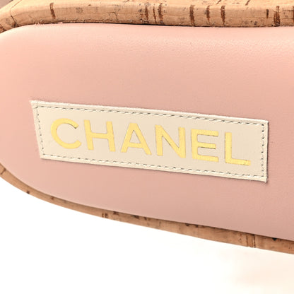 Chanel Fabric Pearl Cork CC Slip On Sandals 37 Pink 8 of 9