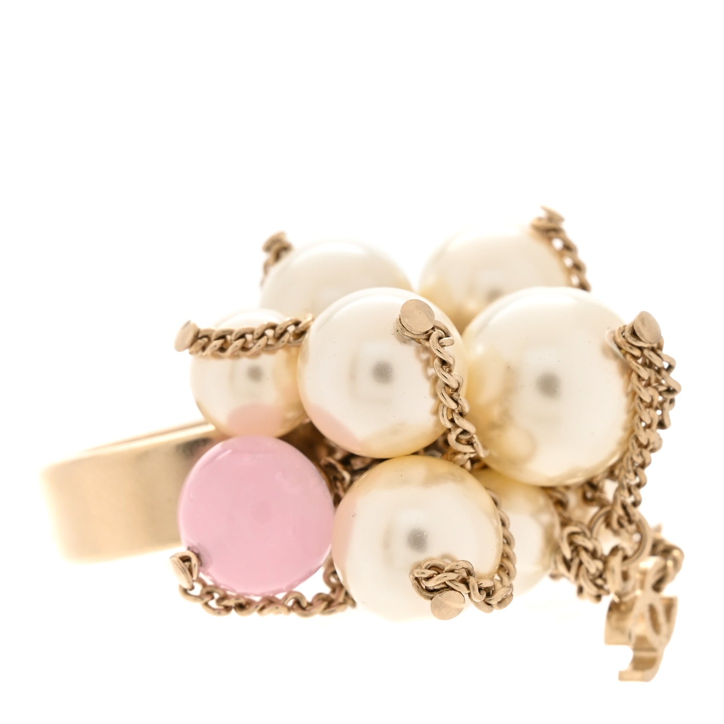 Pearl Chain CC Cluster Ring 53/6.25 Gold