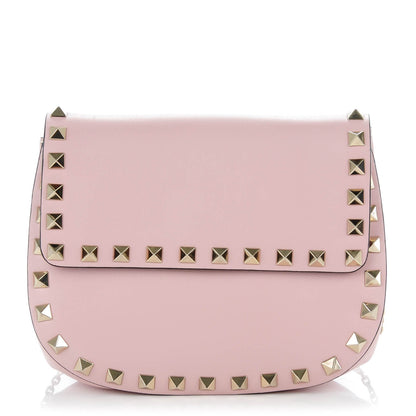 Valentino Garavani Calfskin Rockstud Crossbody Saddle Bag Water Rose 1 of 7