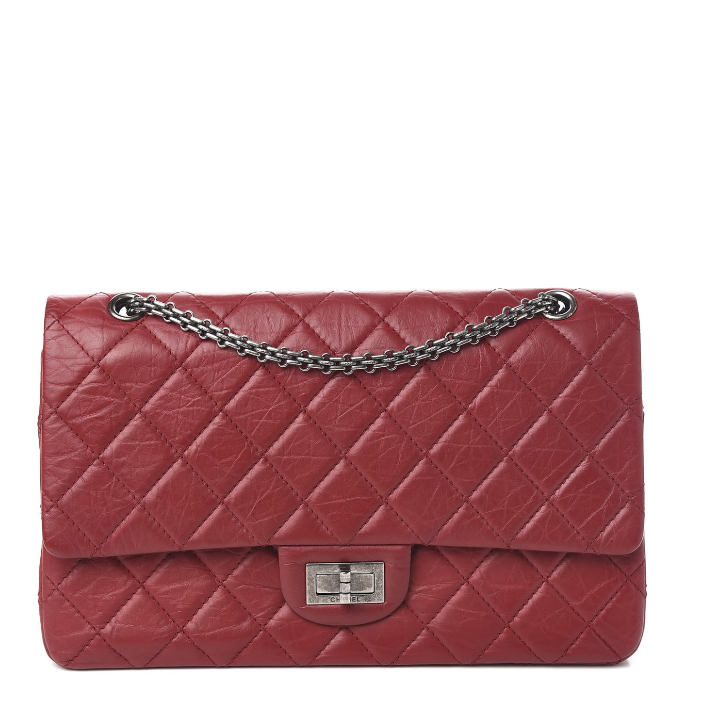 Aged Calfskin Quilted 2.55 Reissue 227 Flap Red