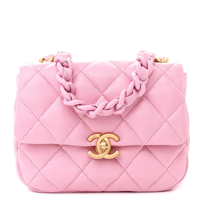 Chanel Lambskin Quilted Mini Lacquered Chain Flap Pink 1 of 11