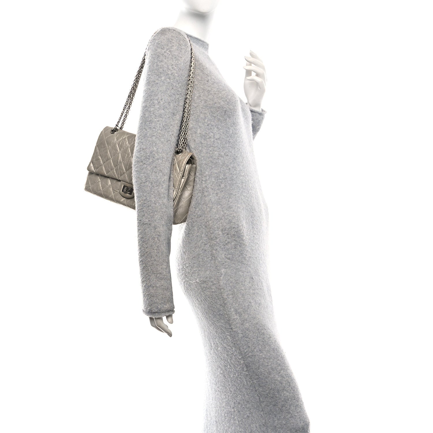 Chanel Metallic Aged Calfskin Quilted 2.55 Reissue 226 Flap Grey 2 of 10
