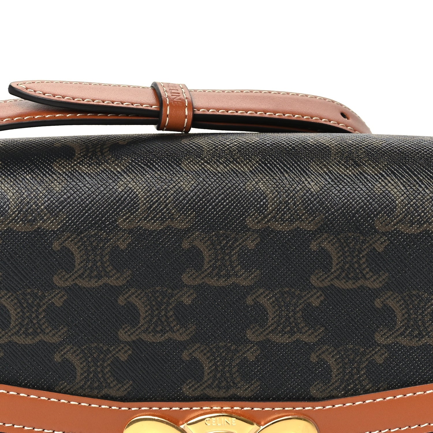 Celine Calfskin Triomphe Canvas Teen Triomphe Bag Tan 6 of 8