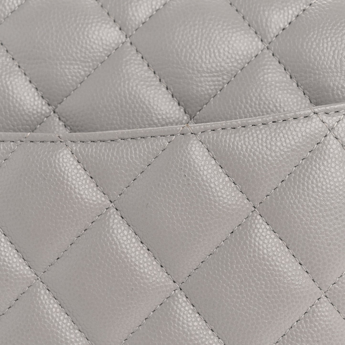 Caviar Quilted Jumbo Double Flap Grey
