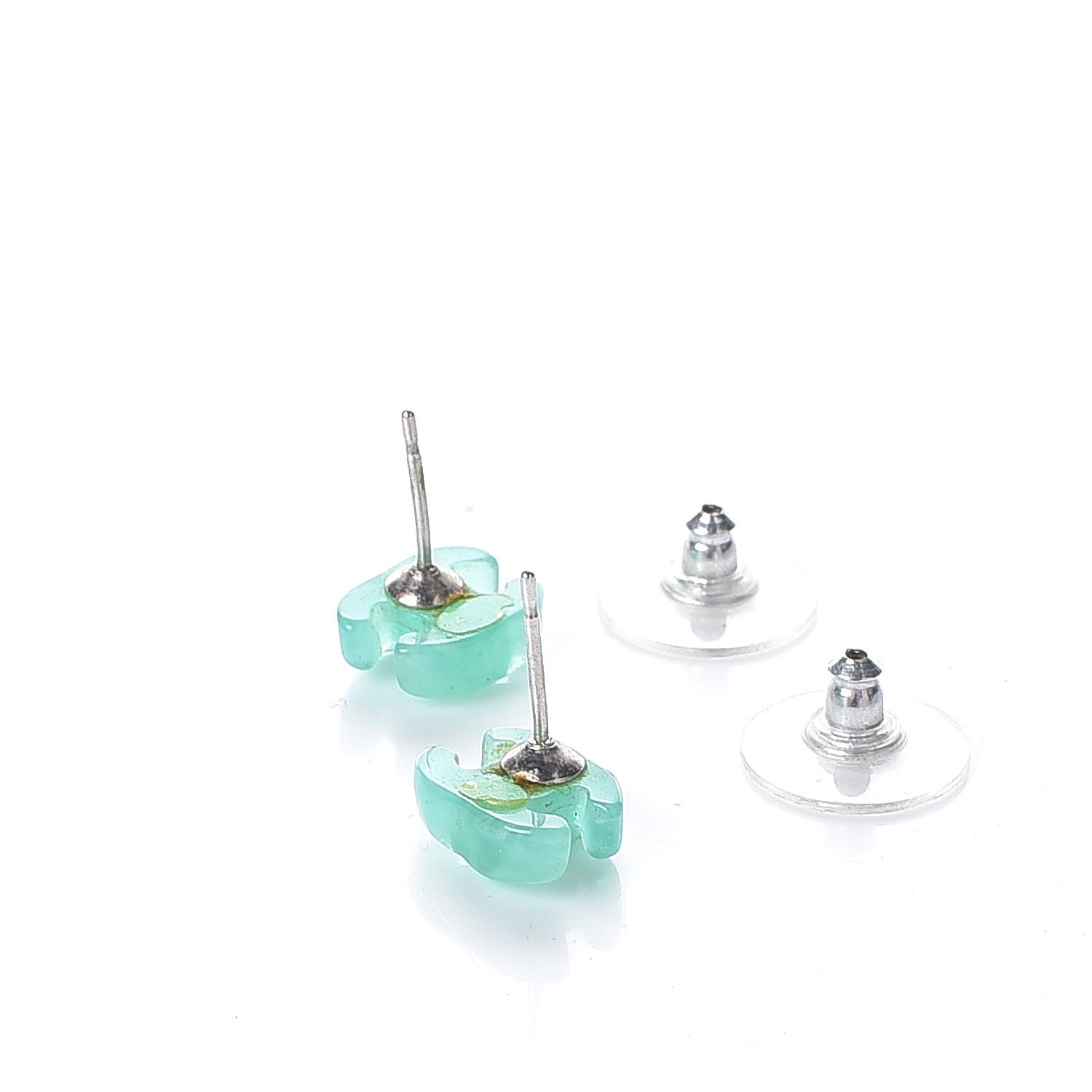 Chanel Resin Mini CC Earrings Light Green 3 of 6