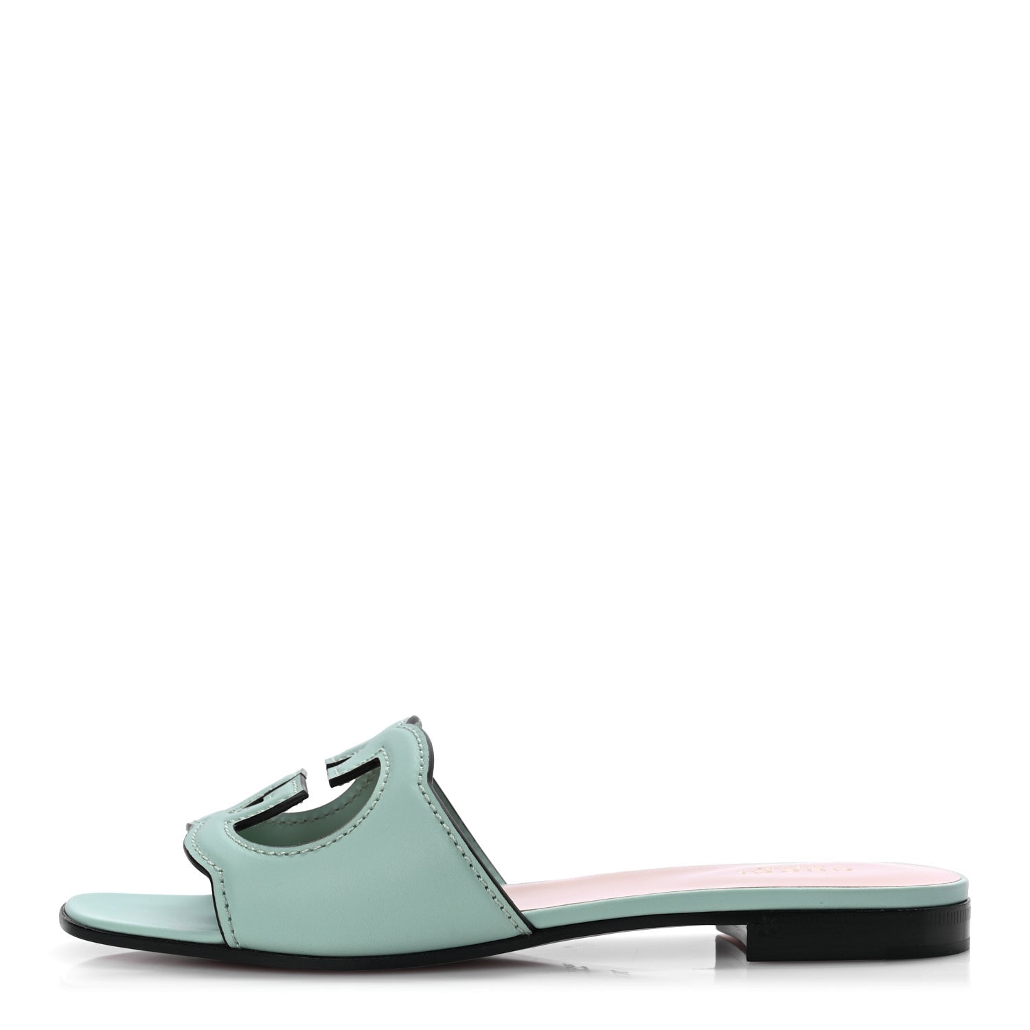 Gucci Cosmos Softy Calfskin Interlocking G Cut Out Slide Sandals 36.5 Light Pastel Green 1 of 9