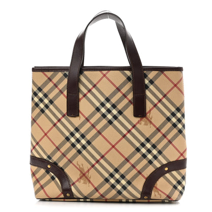 Burberry Haymarket Check Studded Tote Chocolate 1 of 11