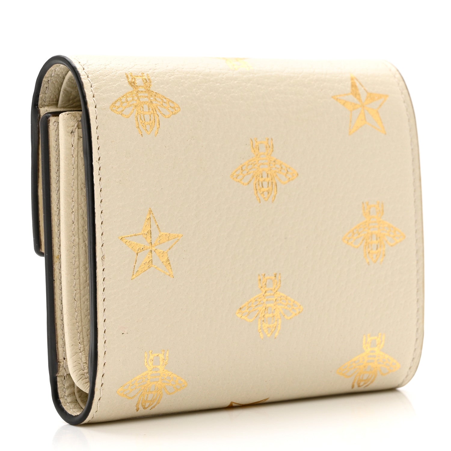 Gucci Calfskin Bee Star Print Padlock Wallet White 2 of 6