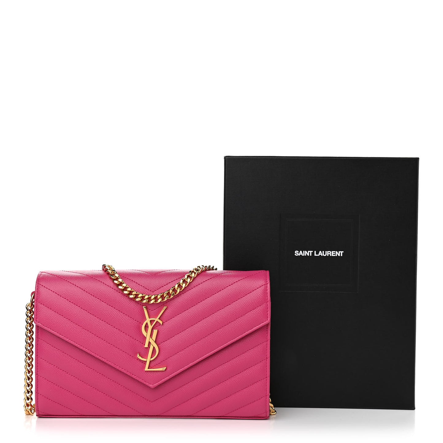 Grain De Poudre Matelasse Chevron Monogram Chain Wallet Bubblegum