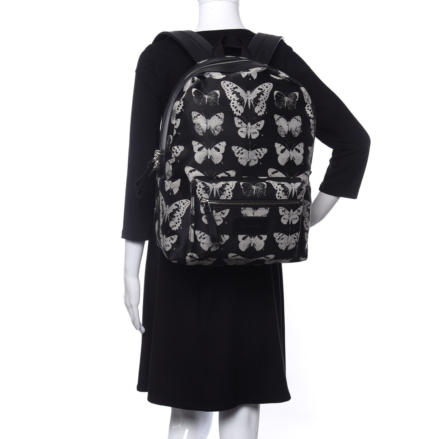 Nylon Butterfly Printed Backpack Black