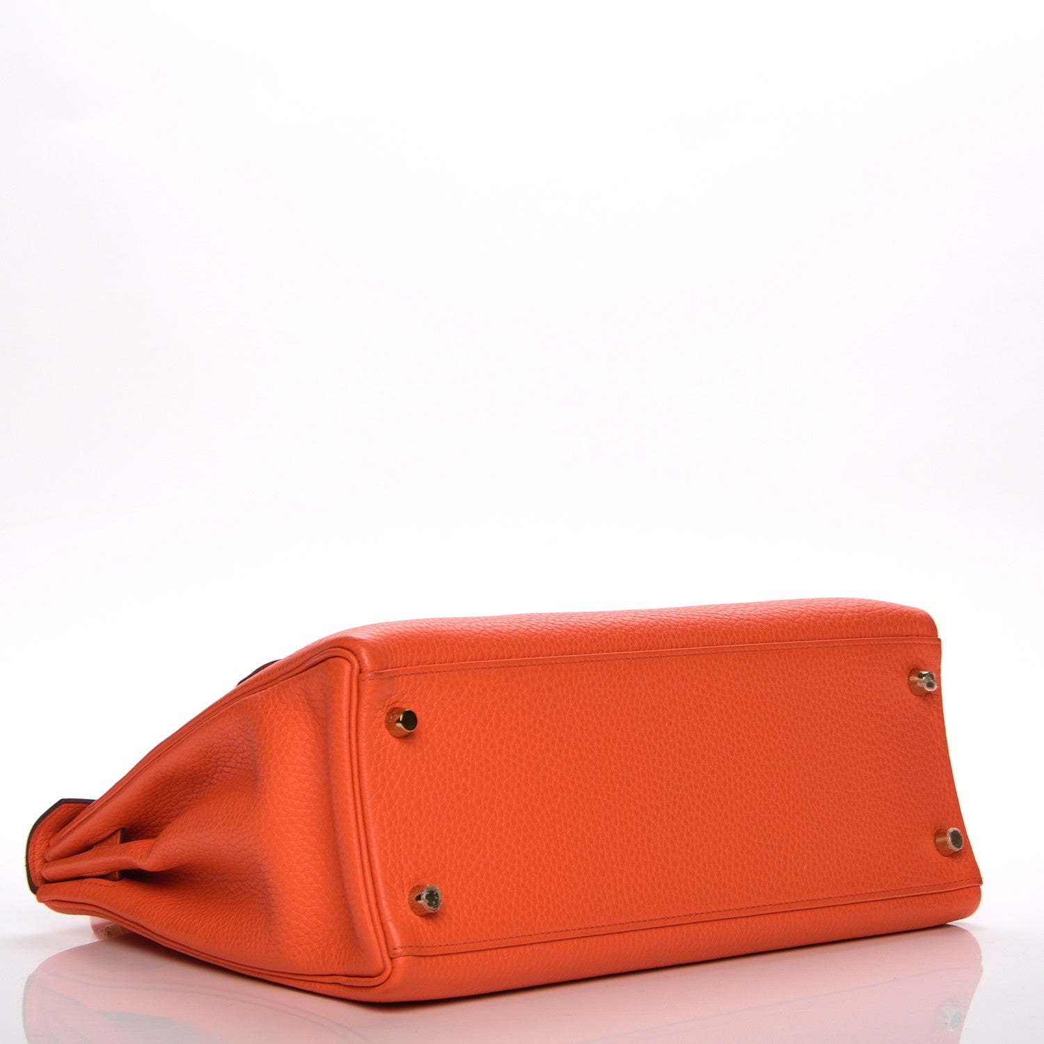 Hermes Taurillon Clemence Kelly Retourne 32 Orange Poppy 6 of 27