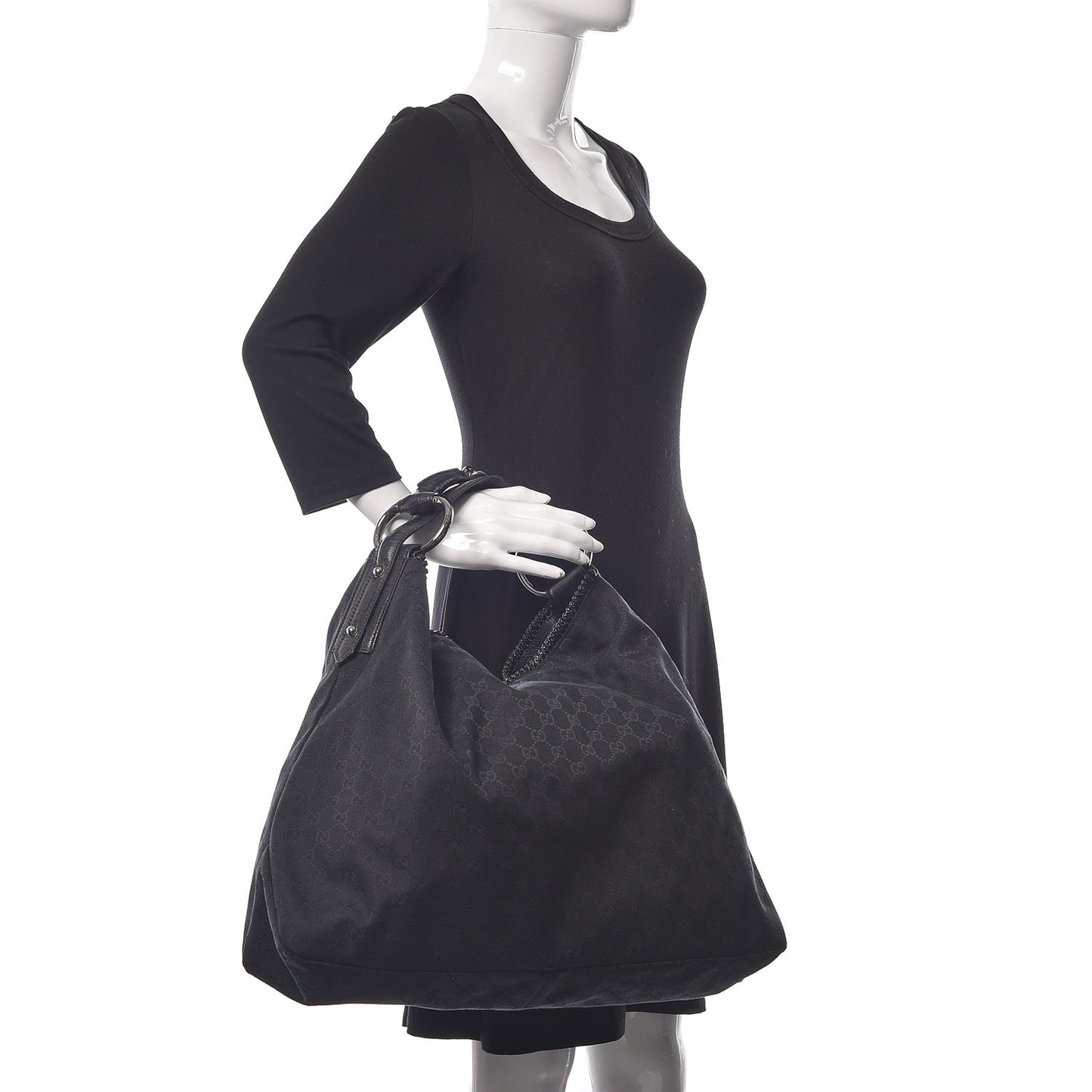 Monogram Large Horsebit Chain Hobo Black