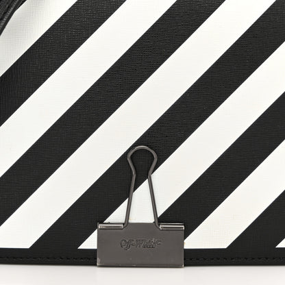 Off-White Saffiano Striped Diag Binder Clip Bag Black White 9 of 11