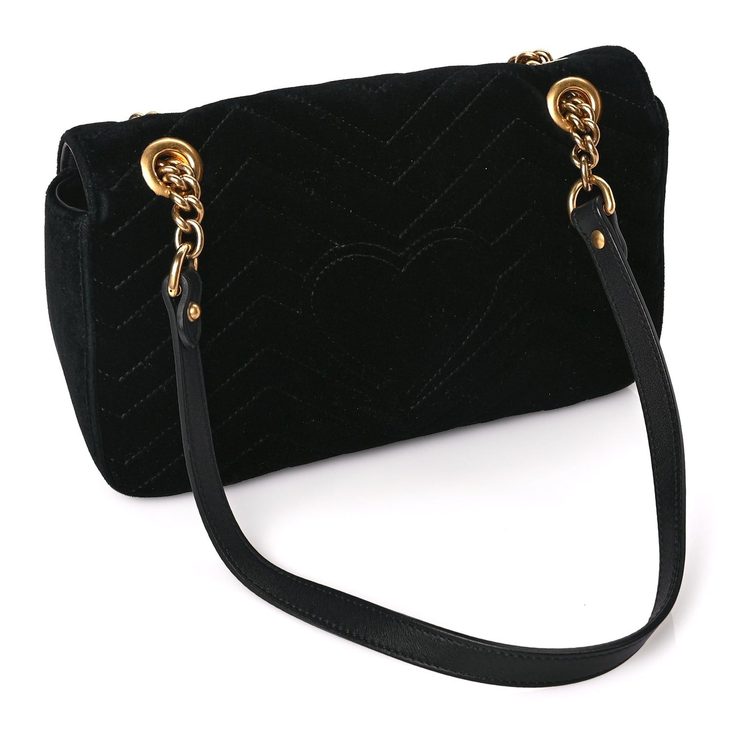 Velvet Matelasse Small GG Marmont Shoulder Bag Black