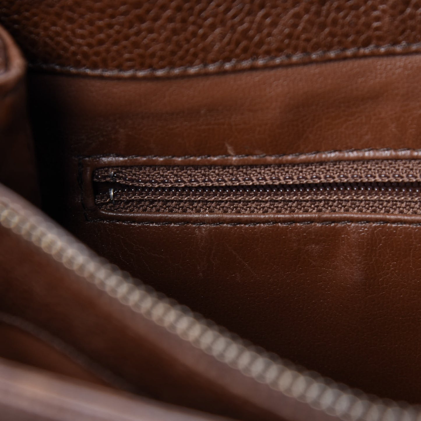 Caviar Flap Shoulder Bag Brown