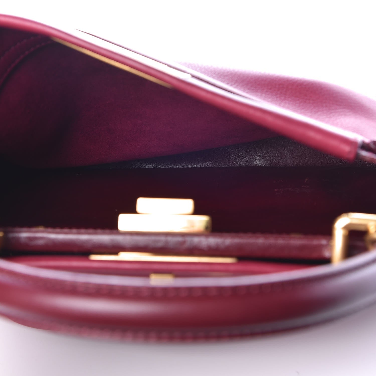 Fendi Vitello Saddle Medium Peekaboo Iconic Satchel Melograno Ciliegia 6 of 11