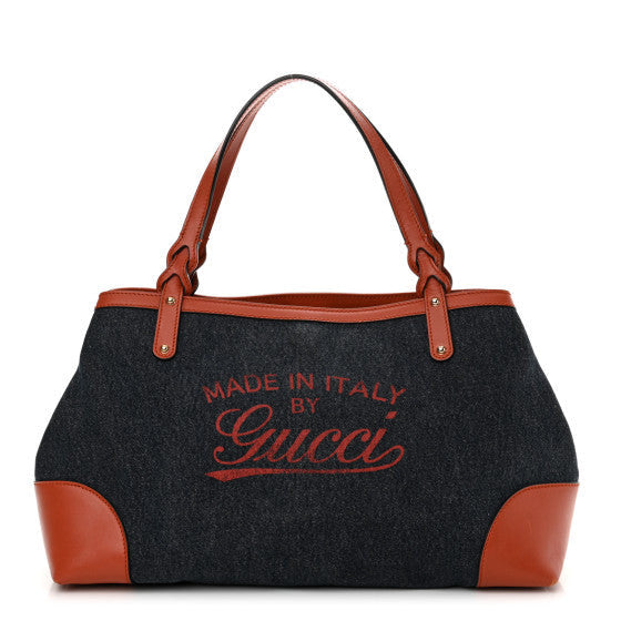 Gucci Denim Calfskin Tote Orange 1 of 1