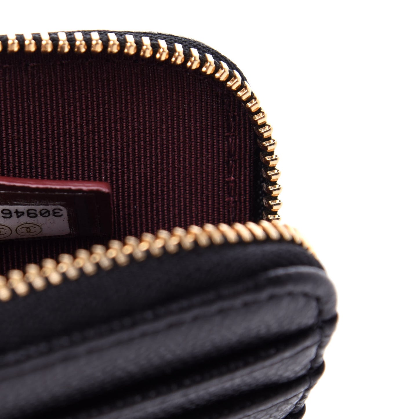 Caviar Quilted Zip Card Holder Wallet Black