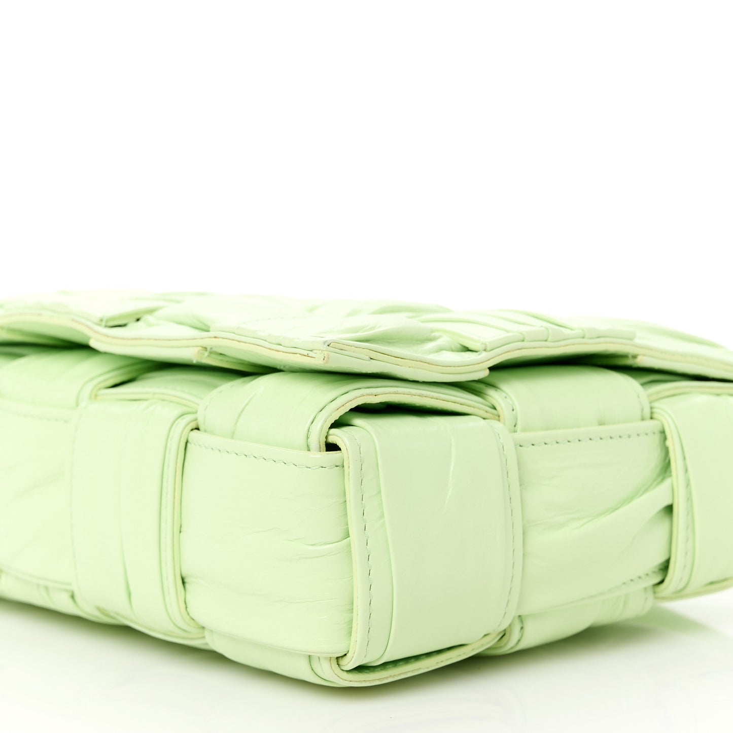 Calfskin Intreccio Plisse Cassette Crossbody Bag Fennel