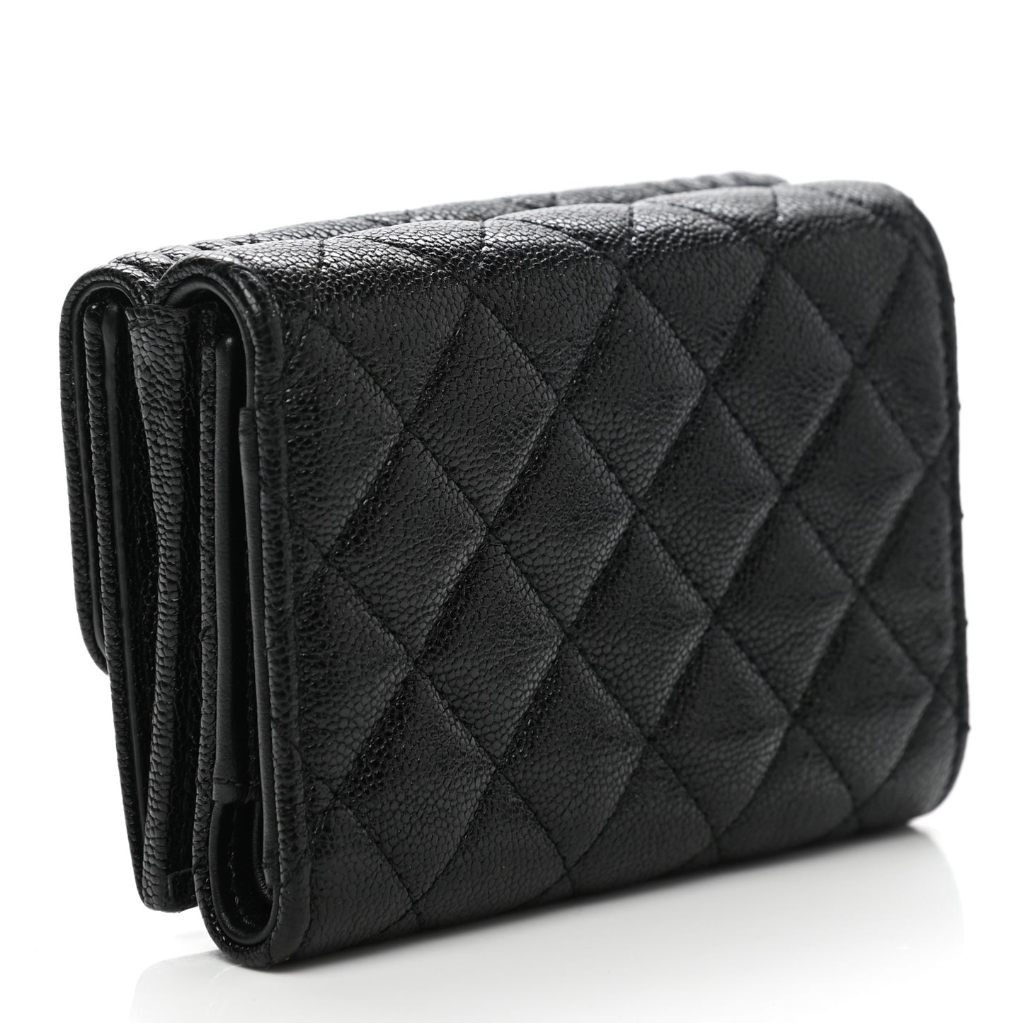 Caviar Quilted Small Boy Flap Wallet Black