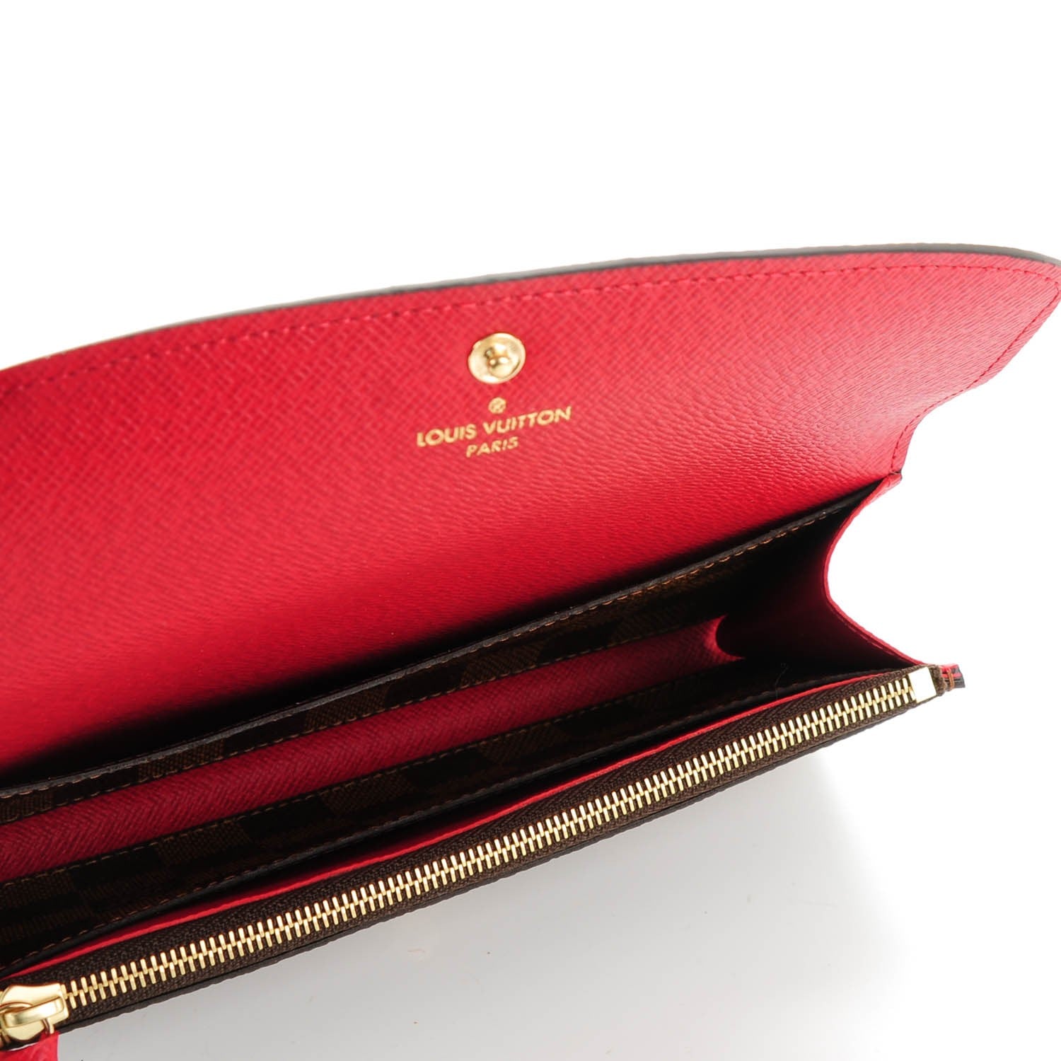 Louis Vuitton Damier Ebene Emilie Wallet Red 5 of 7
